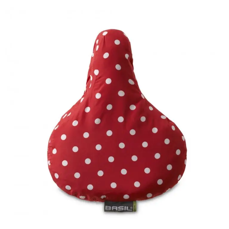 Autentický potah na sedlo BASIL Rosa-Saddle Cover červený puntík
