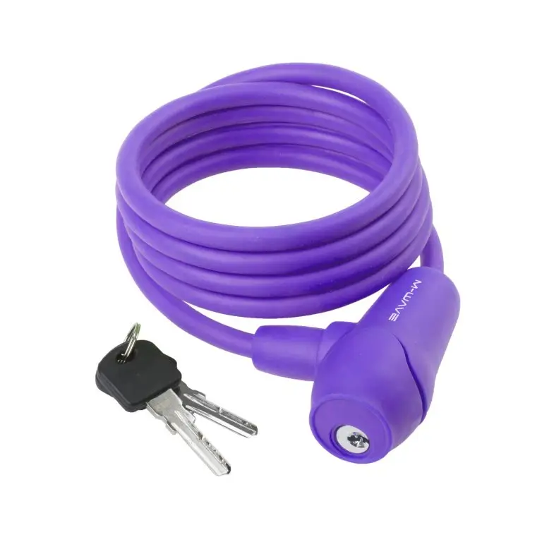 Novinka zámek M-Wave 8x1500mm silikonový fialový