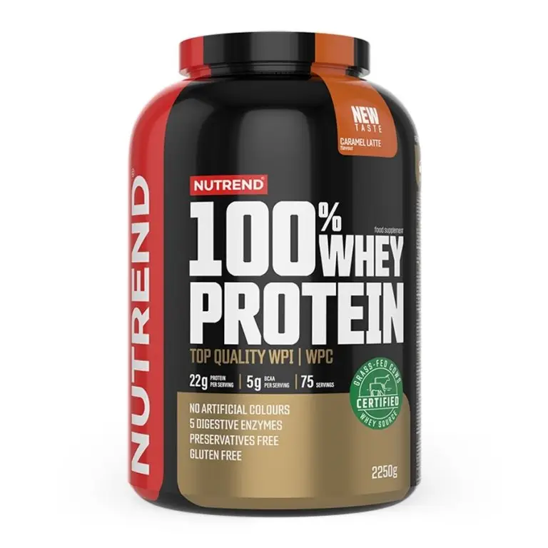 nápoj Nutrend 100% WHEY PROTEIN 2250g banán+jahoda Nová Kolekce