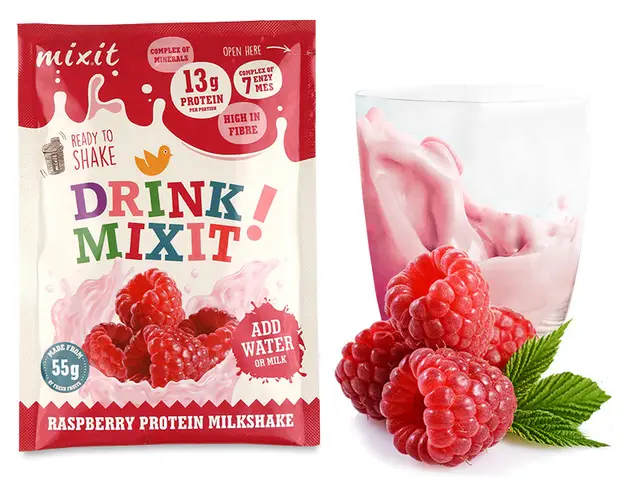 nápoj Mixit proteinový Drink 240g malina 6ks Časově Omezené