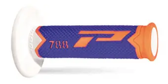 Oblíbený PROGRIP gripy PG788 OFF ROAD (22+25mm, délka 115mm) barva oranžová fluorescenční/modrá/bílá (trojsložkové) (788-284)