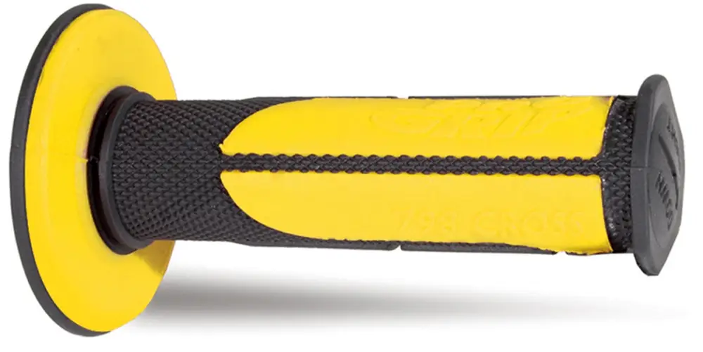 Vysoce Kvalitní PROGRIP gripy PG798 OFF ROAD (22+25mm, délka 115mm) barva černá/žlutá (dvousložkové HALF WAFFLE) (798-142) (PG798BK/YL)