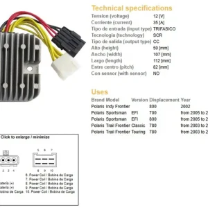DZE regulátor napětí POLARIS SPORTSMAN EFI 700/780/800 05-06 (12V/35A) (4011100, 4010538) (ESR819) Levný