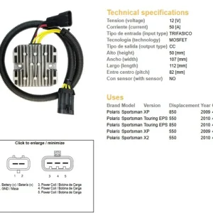 DZE regulátor napětí POLARIS SPORTSMAN 550 09-10, 850 09-10 (40111636) (50A) Vrácení Zdarma
