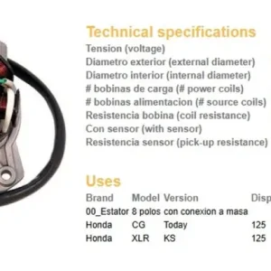 Akční Nabídka DZE stator alternátoru HONDA XLR 125 97-00; CG 125 91-98 (31120-KFC-901)