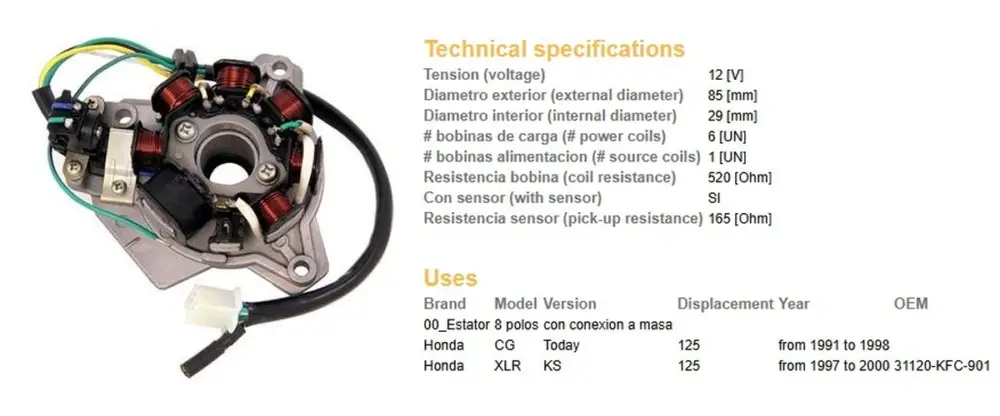Akční Nabídka DZE stator alternátoru HONDA XLR 125 97-00; CG 125 91-98 (31120-KFC-901)