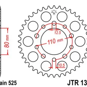 JT zadní řetězové kolo 4350 40 HONDA CB 500 94-03, CB 750F 93-03 (435040JTZBK) (řetěz 525) barva černá Zlevněný
