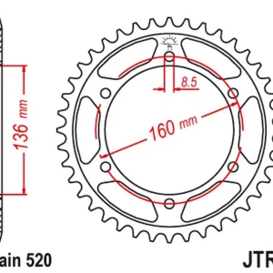 Pouze Dnes JT rozeta 3552 47 BMW F650 APRILIA PEGASO 650 '92-'04 (355247JTZBK) (řetěz 520) barva černá