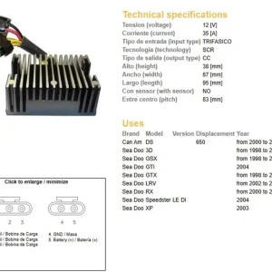 Přímo Od Výrobce DZE regulátor napětí CAN-AM DS 650 00-02; SEA DOO 3D/GSX/GTX/RX/XP/LRV 98-04 (OEM 278001554) (35A)