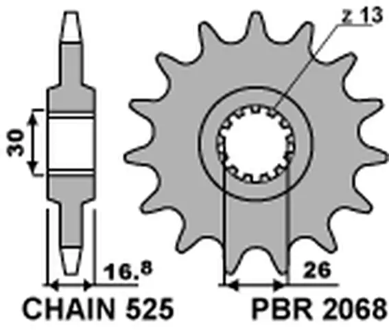 Vysoce Kvalitní PBR řetězové kolo přední 2068 16 HONDA CBR 600F '99-'14, CBR 600RR '03-'16, CBF 600 (JTF1370.16) (206816JT) (MADE IN ITALY)