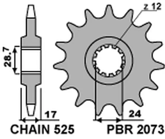 Vysoce Kvalitní PBR řetězové kolo přední 2073 15 HONDA CB 600 HORNET '97-'06, CBR 600F '97-'98, CBF 600 '04-'07 (JTF1371.15) (207315JT) (MADE IN ITALY)