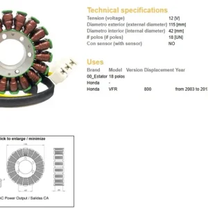 DZE stator (vinutí) alternátoru HONDA VFR 800 03-13 (31120-MCW-D03) Hit Sezóny