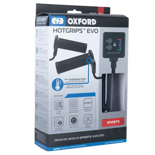 OXFORD gripy vyhřívané na motocykl EVO SPORT s ovládacím panelem a termostatem na řídítka 22mm délka 114-123mm (EL) Tovární Cena