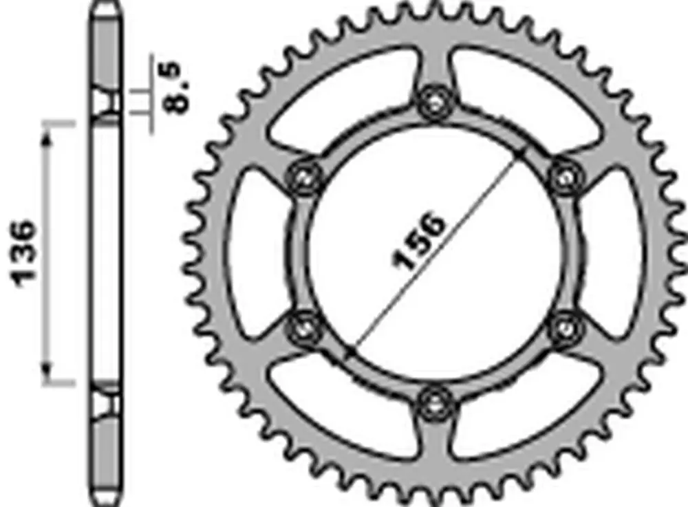 PBR rozeta 820 53 C45 HUSQVARNA SM/SMS 630 '10-'11, SUZUKI DR 250/350 '90-'95 (JTR822.53) (ŁAŃC. 520) (MADE IN ITALY) Časově Omezené