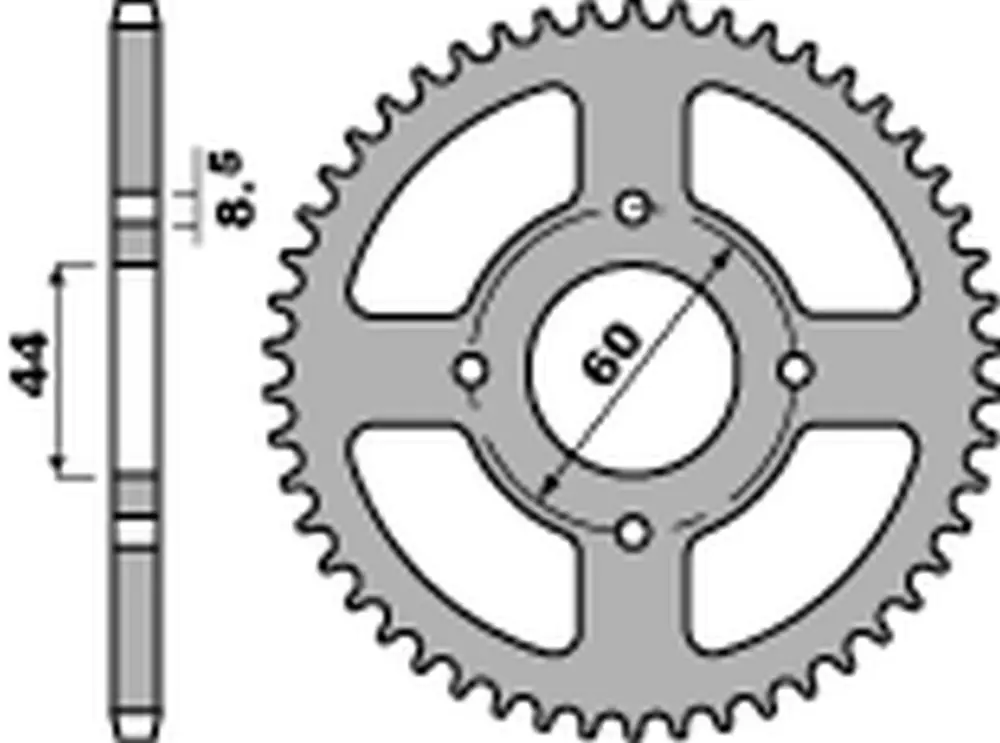 PBR rozeta 832 52 F YAMAHA DT 50R '78-'95 (JTR832.52) (ŁAŃC. 420) - může být nahrazená 4461 52 (MADE IN ITALY) Vrácení Zdarma