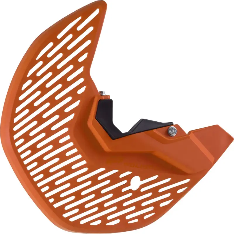 POLISPORT kryt brzdového kotouče přední (se spodním krytem tlumiče komplet sada na obě strany) KTM SX/SXF/XC/XC-F 15-26; EXC/EXC-F 16-26; HUSQVARNA TC/FC/TE/FE 15-26; SHERCO 18-21; GAS GAS 21-26 barva oranžová Nová Kolekce