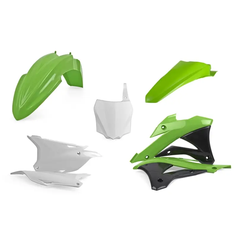 POLISPORT kompletní sada plastů KAWASAKI KX 85 14-21; KX 100 14-21; KX 112 14-21 v sadě přední tabulka (8662900002) barva zeleno bílá OEM Víkendová Akce