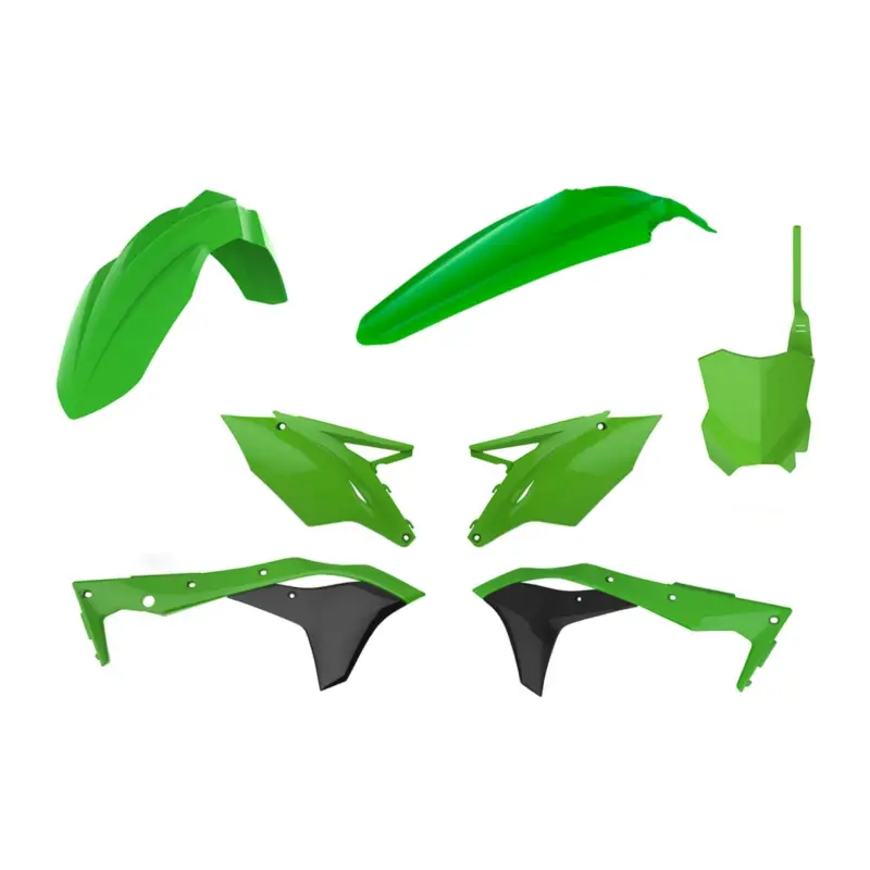 Ověřený POLISPORT kompletní sada plastů KAWASAKI KX 250F 17-20 v sadě přední tabulka (8665900001) barva zelená