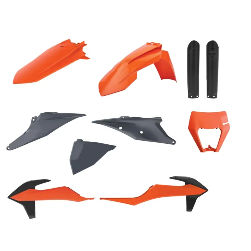 Tovární Cena POLISPORT kompletní sada plastů (FULL KIT) KTM EXC/EXC-F TPI '20-'23 v sadě kryt světla (8668600002) a kryty tlumičů (8398600003) barva oranžová šedá