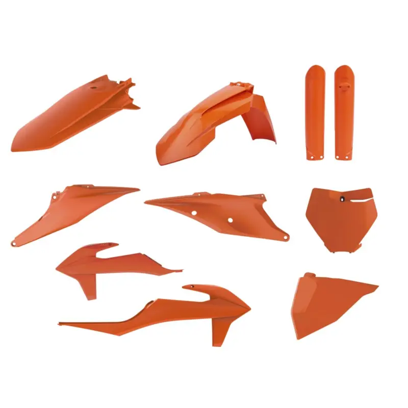 POLISPORT kompletní sada plastů (FULL KIT) KTM SX/SX-F 19-22 v sadě přední tabulka (8666400001) a kryty tlumičů (8398600005) barva oranžová Víkendová Akce