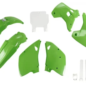 UFO kompletní sada plastů (FULL KIT) s kryty tlumičů KAWASAKI KX 125 / 250 92 barva OEM (zelená/bílá) (KA195E999) Cenový Hit
