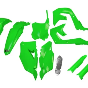 UFO kompletní sada plastů (FULL KIT) s kryty tlumičů KAWASAKI KXF 250 21-24, KXF 450 19-23 barva zelená Odeslání Ihned