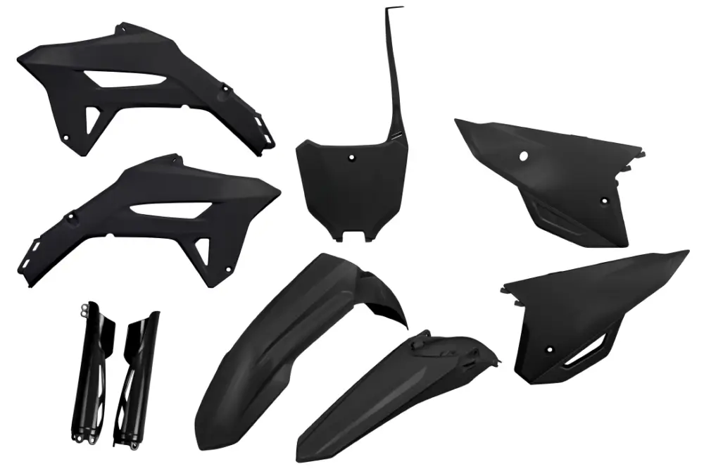 UFO kompletní sada plastů (FULL KIT) s kryty tlumičů HONDA CRF 250R 22-24, CRF 450R 21-24 barva černá Autentický