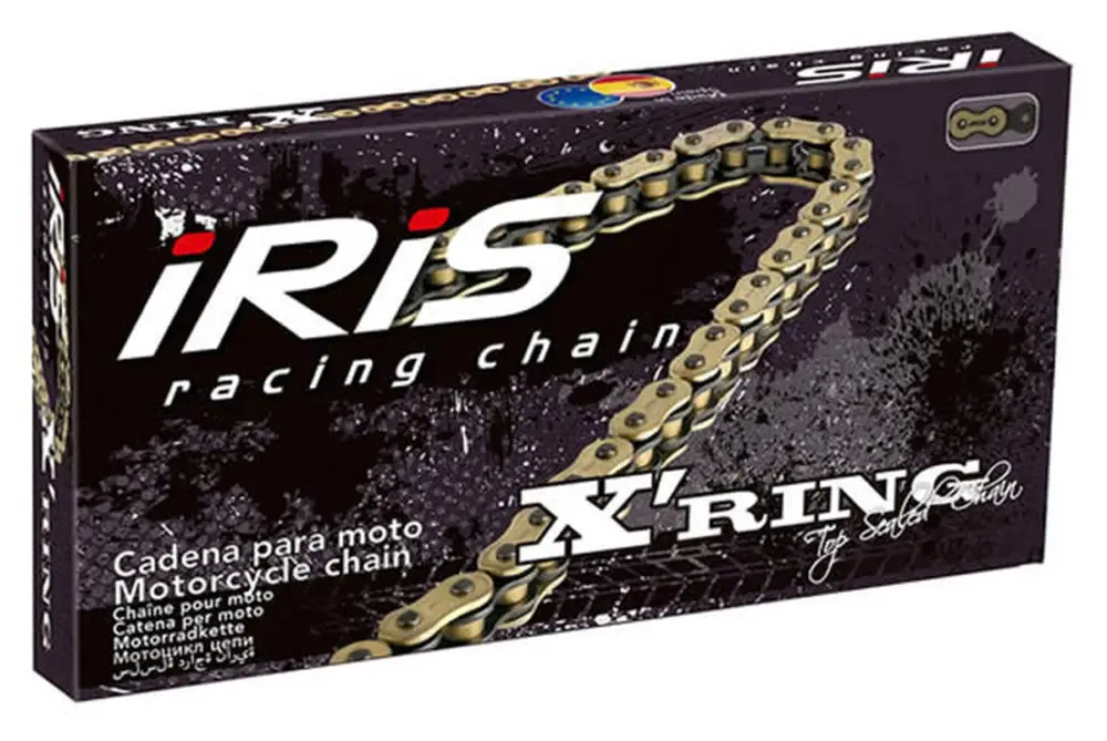 Vysoce Kvalitní IRIS VÝPRODEJ hnací řetěz 530 XR-108 (108-článků) X-RING rozpojený + nýtovací spojka barva zlatá (DO 1000ccm) (41,0KN)