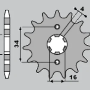 Horká Nabídka JR řetězové kolečko přední 263 16 YAMAHA DT125 LC '82-'88, TZR125, SR125 (JTF1263.16)