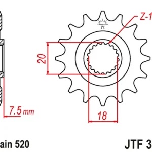 Odeslání Ihned JT řetězové kolo přední 340 14 HONDA CR 125 '87-'03 (34014JT) (řetěz 520)