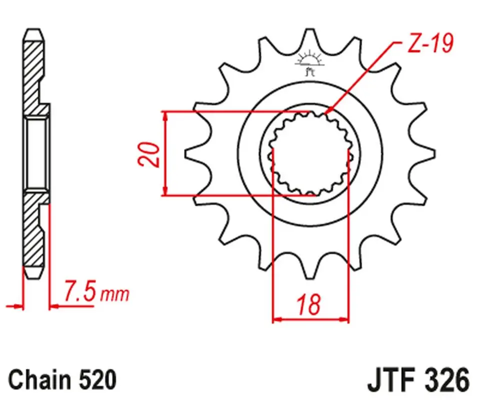 Odeslání Ihned JT řetězové kolo přední 340 14 HONDA CR 125 '87-'03 (34014JT) (řetěz 520)