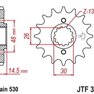 Cenově Výhodný JT řetězové kolo přední 339 15 HONDA VFR 750 86-87, CBX 750F 84-86, VFR 800 '02-'14 (33915JT) (řetěz 530)