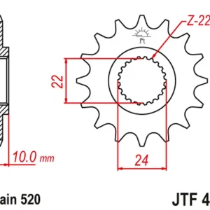 Časově Omezené JT řetězové kolo přední 402 16 s gumou BMW F 650 '94-'15, APRILIA PEGASO 650 '98-'04 (40216JTRB) (řetěz 520)