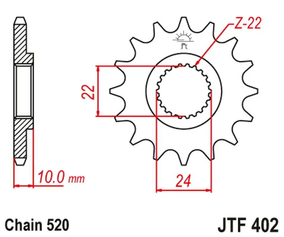 Časově Omezené JT řetězové kolo přední 402 16 s gumou BMW F 650 '94-'15, APRILIA PEGASO 650 '98-'04 (40216JTRB) (řetěz 520)