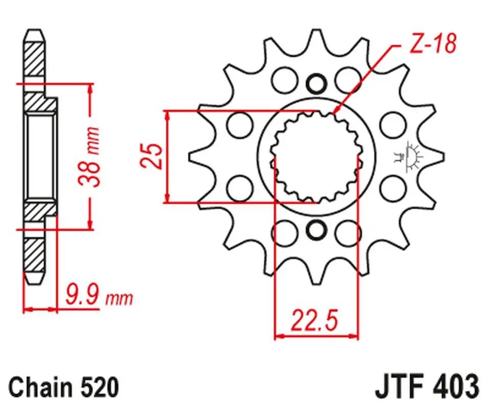Speciální Cena JT řetězové kolo přední 2200 15 BMW G 450 X '08-11', HUSQVARNA 449/511 TC/TE/SM '11-12' (220015JT) (řetěz 520)