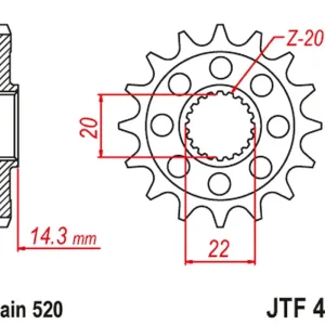 Novinka JT řetězové kolo přední BMW G 310GS 16-20, G310R 16-20 (JTF406.15)* (-1)