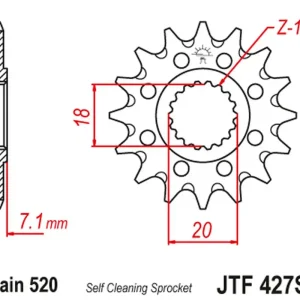 Odeslání Ihned JT řetězové kolo přední 432 13 SUZUKI RM 125 '92-'07, RMZ 250 '10-'12 samočistící (43213JT) (řetěz 520)