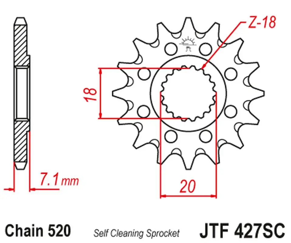 Odeslání Ihned JT řetězové kolo přední 432 13 SUZUKI RM 125 '92-'07, RMZ 250 '10-'12 samočistící (43213JT) (řetěz 520)