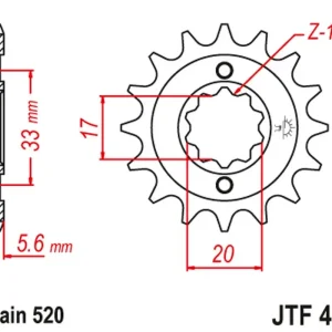 JT řetězové kolečko přední 430 14 KAWASAKI KXF 250 '04-'05, SUZUKI RMZ 250 '04-'05 (43014JT) Bezpečná Platba