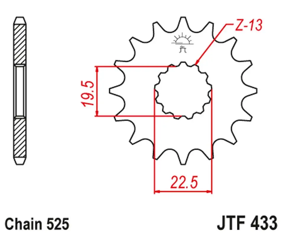 Víkendová Akce JT řetězové kolečko přední 433 14 SUZUKI GSF/GSX/RF 400 '86-94', TS/TM 250 '71-83' (43314JT)
