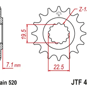 Vrácení Zdarma JT řetězové kolečko přední 434 13 SUZUKI DR 250 '82-'87, GZ 250, GN 250 (43413JT)