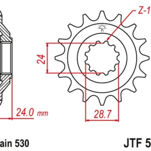 Vysoce Kvalitní JT řetězové kolo přední 530 17 KAWASAKI ZZ-R 1100 '90-92' (JTF528.17JT)