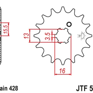 Vysoce Kvalitní JT řetězové kolo přední 542 13 YAMAHA DT 80 MX-S '83-84' (54213JT)