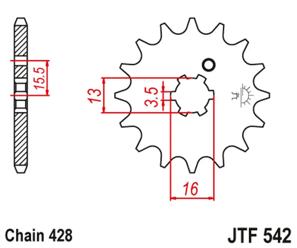 Vysoce Kvalitní JT řetězové kolo přední 542 13 YAMAHA DT 80 MX-S '83-84' (54213JT)