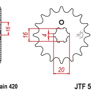 JT řetězové kolo přední 560 16 KAWASAKI KX 65/80/85 (56016JT) (+2) Časově Omezené