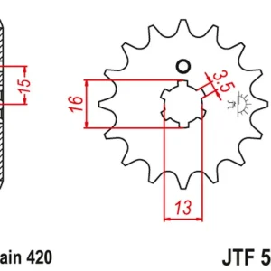 Jen Po Omezenou Doba JT řetězové kolo přední 415 14 YAMAHA RD 80 MX '81-82' (41514JT)