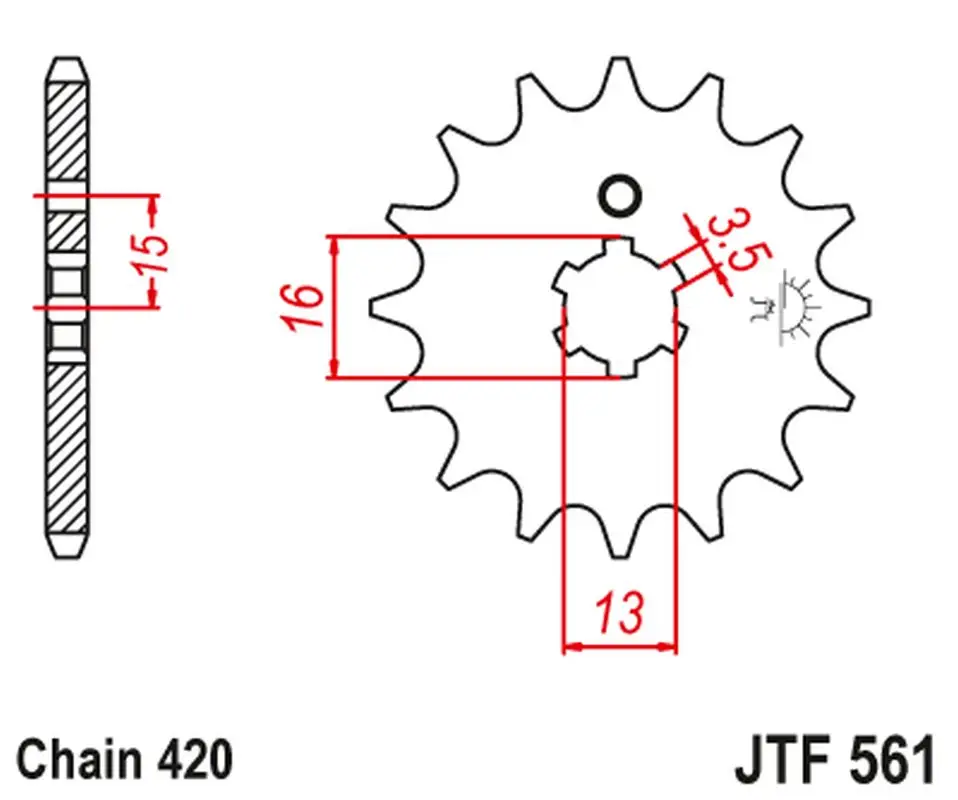 Jen Po Omezenou Doba JT řetězové kolo přední 415 14 YAMAHA RD 80 MX '81-82' (41514JT)