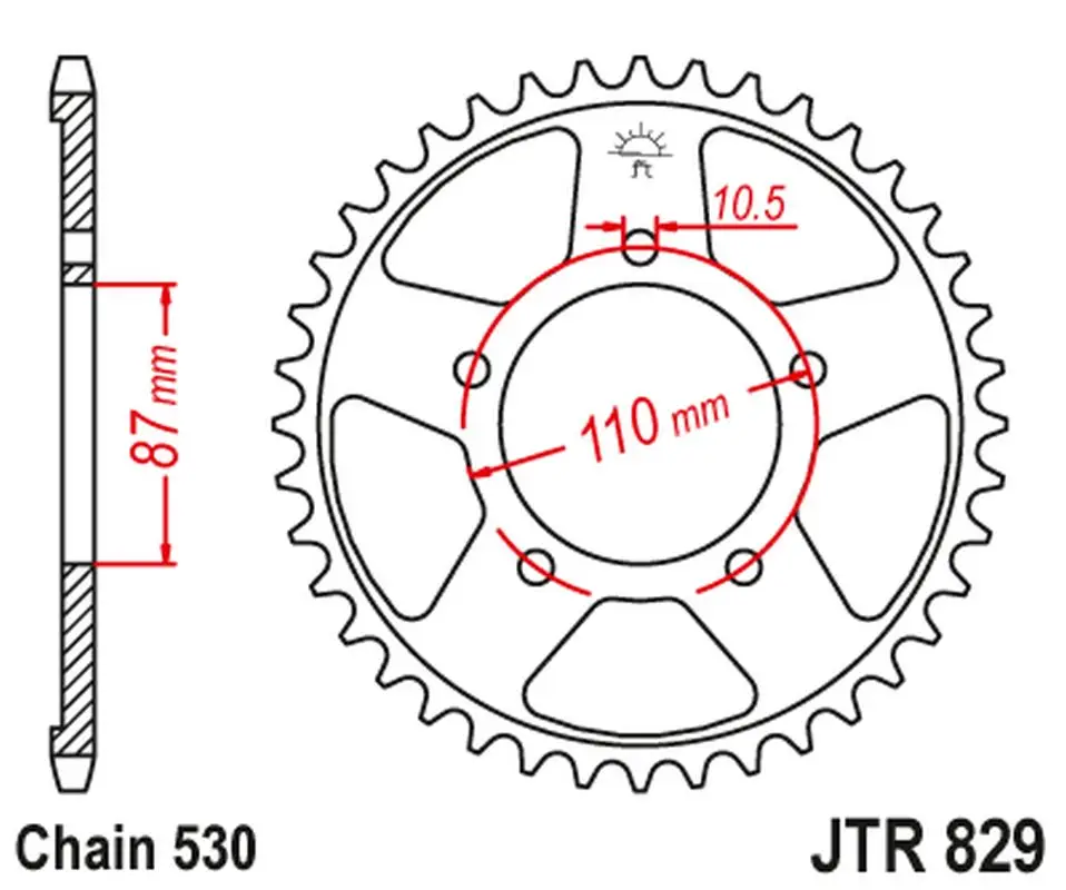 JT zadní řetězové kolečko 824 45 SUZUKI GSX 600F '92-97, GSX 750F '99-06, GSXR 750 '88-90 (82445JT) (ŘETĚZ 530) barva černá Finální Výprodej