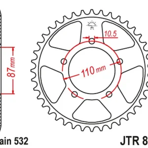 JT zadní řetězové kolečko 821 46 SUZUKI GSX-R 1100 '86-88 (82146JT) (ŘETĚZ 532) Pouze Dnes