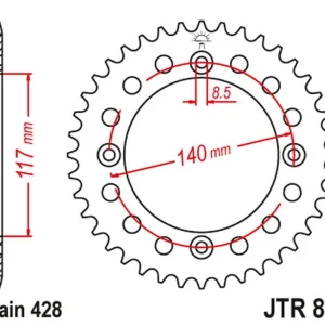 Originální JT zadní řetězové kolečko 831 46 YAMAHA YZ 80L/S '84, '86-92 (83146JT) (ŘETĚZ 428)